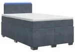 vidaXL Boxspringbett mit Matratze und LED Dunkelgrau 120 x 190 cm Samt - Grau