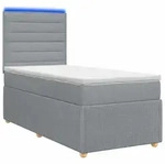 vidaXL LED Boxspringbett mit Matratze Hellgrau 90 x 190 cm Stoff - Hellgrau