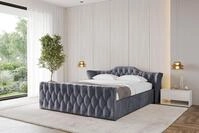 ALTDECOR Polsterbett mit Bettkasten - ZORAN-Z-v1 - 200x200 - Dunkelgrau - Bett mit