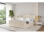ALTDECOR Polsterbett mit Bettkasten - ZORAN-Z - 140x200 - Beige - Bett mit Kopfteil