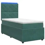 vidaXL LED Boxspringbett mit Matratze Dunkelgr&uuml;n 90 x 200 cm Samt - Gr&uuml;n