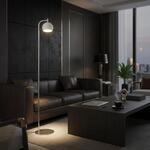 LED Stehleuchte VT-89024, Wei&szlig;, Nickel geb&uuml;rstet, H 141 cm