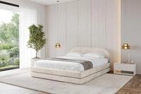ALTDECOR Polsterbett mit Bettkasten - LERIS-v1 - 180x200 - Beige - Bett mit Matratze