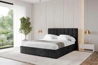 ALTDECOR Polsterbett mit Bettkasten - STERA - 180x200 - Schwarz - Bett ohne...