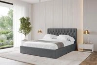 ALTDECOR Polsterbett mit Bettkasten - RENO - 180x200 - Dunkelgrau - Bett mit Matratze