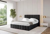 ALTDECOR Polsterbett mit Bettkasten - FINO - 180x200 - Schwarz - Bett mit Matratze