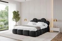 ALTDECOR Polsterbett mit Bettkasten - LANA - 200x200 - Schwarz - Bett mit Matratze