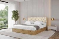 ALTDECOR Polsterbett mit Bettkasten - ENZO5 - 180x200 - Beige - Bett mit Matratze