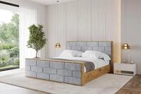 ALTDECOR Polsterbett mit Bettkasten - ENZO8-Z - 160x200 - Grau - Bett mit Kopfteil