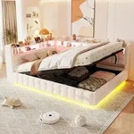 okwish Polsterbett 140&times;200 mit Ablagef&auml;chern am Kopfteil und LED, Tagesbett...