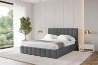 ALTDECOR Polsterbett mit Bettkasten - FINO - 120x200 - Dunkelgrau - Bett mit...