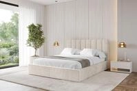 ALTDECOR Polsterbett mit Bettkasten - STERA - 140x200 - Beige - Bett ohne...