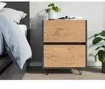 Posseik Nachttisch Industrial A 50 cm Grafit & Eiche Front