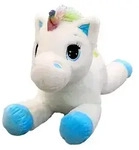 Pl&uuml;sch Einhorn Kuscheltier 40cm Wei&szlig; Blau Baby Samt PP Baumwolle