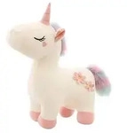 Pl&uuml;sch Einhorn mit bunter M&auml;hne Stofftier Kuscheltier f&uuml;r M&auml;dchen Wei&szlig; 40cm