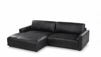 KAWOLA Sofa MARLIN Ecksofa Lederfaserstoff schwarz Longchair links