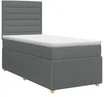 vidaXL Boxspringbett mit Matratze Dunkelgrau 90 x 190 cm Stoff - Dunkelgrau