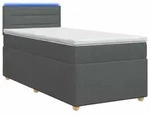 vidaXL Boxspringbett mit Matratze Dunkelgrau 90 x 190 cm Stoff - Dunkelgrau
