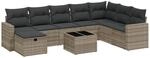 vidaXL 9-tlg. Garten-Sofagarnitur mit Kissen Hellgrau Poly Rattan