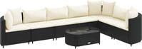 vidaXL 8-tlg. Garten-Sofagarnitur mit Kissen Schwarz Poly Rattan