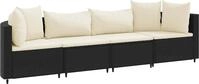 vidaXL 4-tlg. Garten-Sofagarnitur mit Kissen Schwarz Poly Rattan
