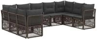 vidaXL Gartensofa-set 9 stk. Grau Poly-Rattan