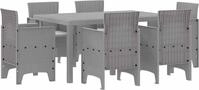 vidaXL Garten Essgruppe 7 stk. Hellgrau Polt Rattan