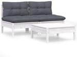 vidaXL 3-tlg. Garten-Lounge-Set mit Anthrazit Kissen Kiefernholz