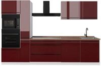 K&uuml;chenzeile Vicco R-Line Rot Hochglanz/Wei&szlig; 310 cm Arbeitsplatte Goldkraft Eiche,