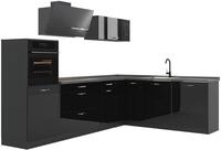 Eckk&uuml;che Vicco R-Line Schwarz Hochglanz/Anthrazit 287 x cm Arbeitsplatte...