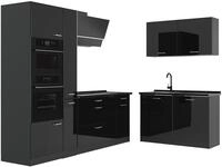 Eckk&uuml;che Vicco R-Line Schwarz Hochglanz/Anthrazit 230 x 120 cm ohne...