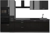 K&uuml;chenzeile Vicco R-Line Schwarz Hochglanz/Anthrazit 310 cm ohne Arbeitsplatte,