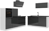 K&uuml;chenzeile Vicco R-Line Anthrazit Hochglanz/Wei&szlig; 220 cm Arbeitsplatte Anthrazit,