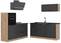 K&uuml;chenzeile Vicco R-Line Anthrazit Landhaus/Goldkraft Eiche 160 cm Arbeitsplatte