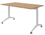 b&uuml;m&ouml; Seminartisch klappbar & fahrbar - Gestell: Silber, Nachbildung: Nussbaum,