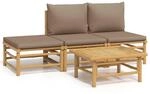 vidaXL 4-tlg. Garten-Lounge-Set mit Taupe Kissen Bambus