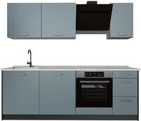 K&uuml;chenzeile Vicco R-Line Blau-Grau/Anthrazit 220 cm ohne Arbeitsplatte, Model...