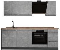 K&uuml;chenzeile Vicco R-Line Beton/Anthrazit 220 cm Arbeitsplatte Goldkraft Eiche,...