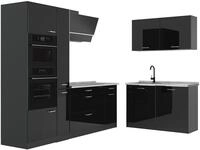 Eckk&uuml;che Vicco R-Line Schwarz Hochglanz/Anthrazit 230 x 120 cm Arbeitsplatte...