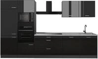 K&uuml;chenzeile Vicco R-Line Schwarz Hochglanz/Anthrazit 340 cm Arbeitsplatte...