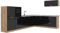 Eckk&uuml;che Vicco R-Line Schwarz Hochglanz/Goldkraft Eiche 327 x cm Arbeitsplatte