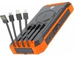 20000mAh Powerbank mit 4 Ladekabel, QI-Ladefunktion, Solar Panel, mit LED Licht -