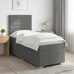 vidaXL LED Boxspringbett mit Matratze Dunkelgrau 90 x 190 cm Stoff