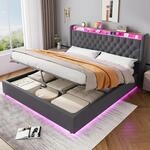 MODFU Boxspringbett 180x200 Polsterbett mit LED und Steckdose,Doppelbett mit
