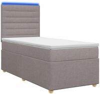 vidaXL Boxspringbett mit Matratze mit Kopfteil Taupe 90 x 190 cm Stoff