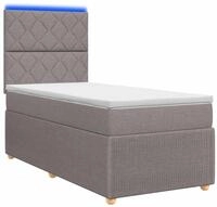 vidaXL LED Boxspringbett mit Matratze Taupe 100 x 200 cm Stoff