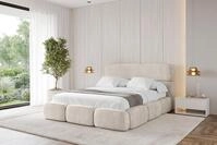 ALTDECOR Polsterbett mit Bettkasten - ELVA - 120x200 - Beige - Bett mit Matratze