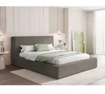 Polsterbett 160x200 cm mit Bettkasten & Metall-Lattenrost &ndash; Taupe Chenille &ndash;
