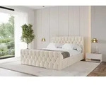 ALTDECOR Polsterbett mit Bettkasten - LARO-Z - 160x200 - Beige - Bett mit Matratze