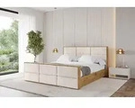 ALTDECOR Polsterbett mit Bettkasten - ENZO1-Z - 180x200 - Beige - Bett mit Kopfteil